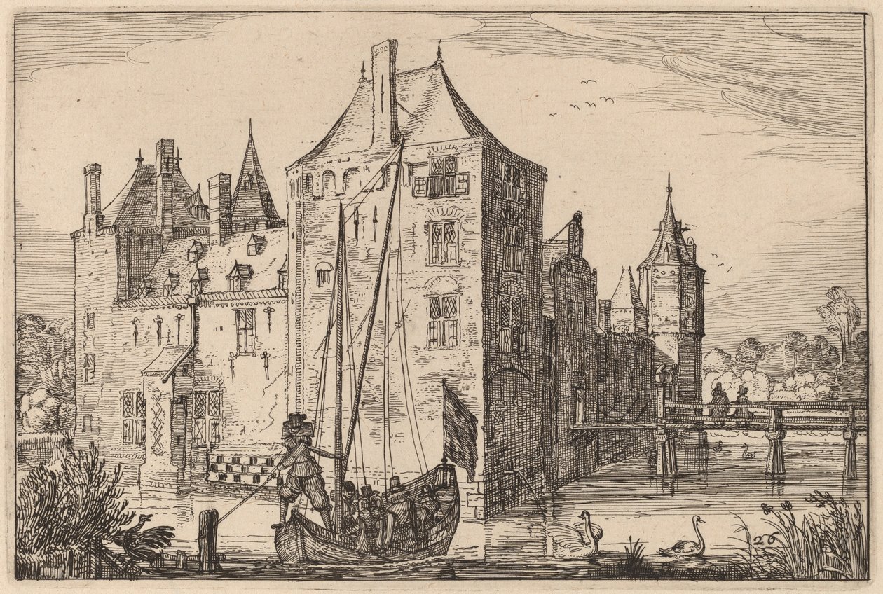 Castle (Warmond?) av Claes Jansz Visscher after Johannes van Doetechum, the Elder after Lucas