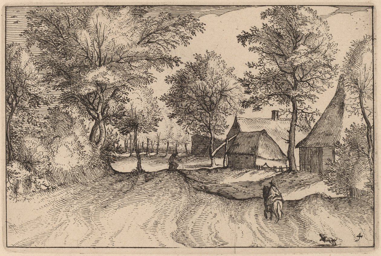 Landsbyveien av Claes Jansz Visscher after Johannes van Doetechum, the Elder after Lucas