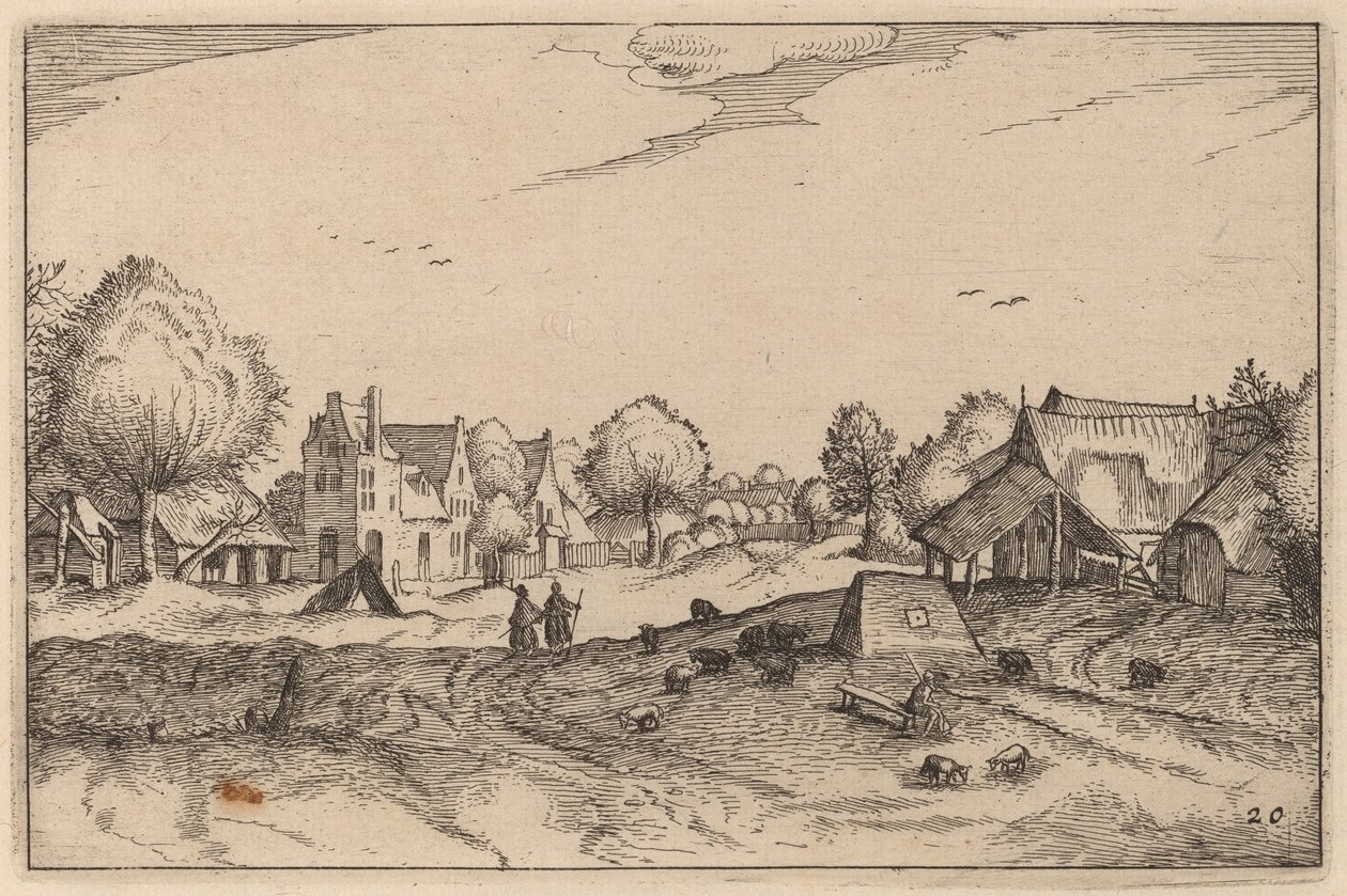Landsbyveien av Claes Jansz Visscher after Johannes van Doetechum, the Elder after Lucas