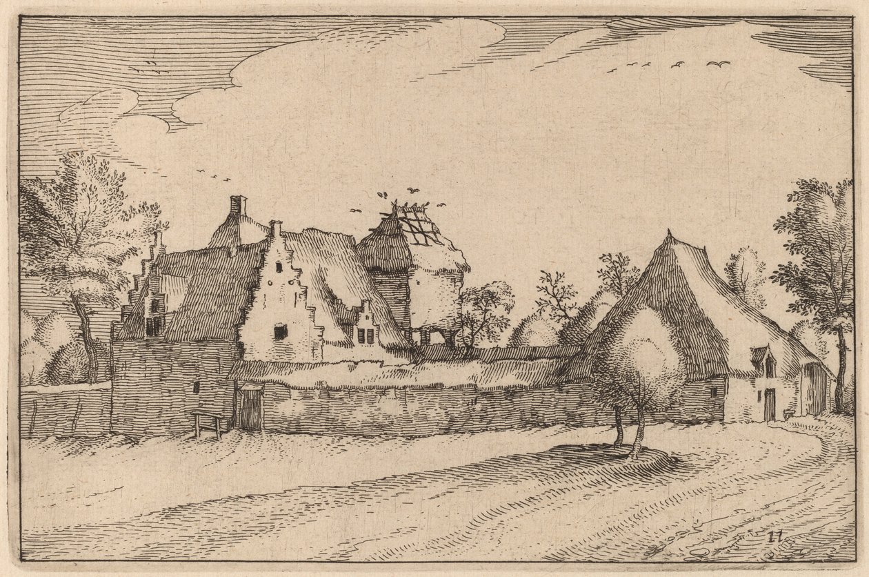 Befestet gård av Claes Jansz Visscher after Johannes van Doetechum, the Elder after Lucas