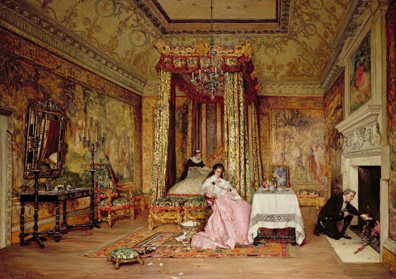 Old Letters - en scene ved Knole, 1873 av Claude Andrew Calthrop