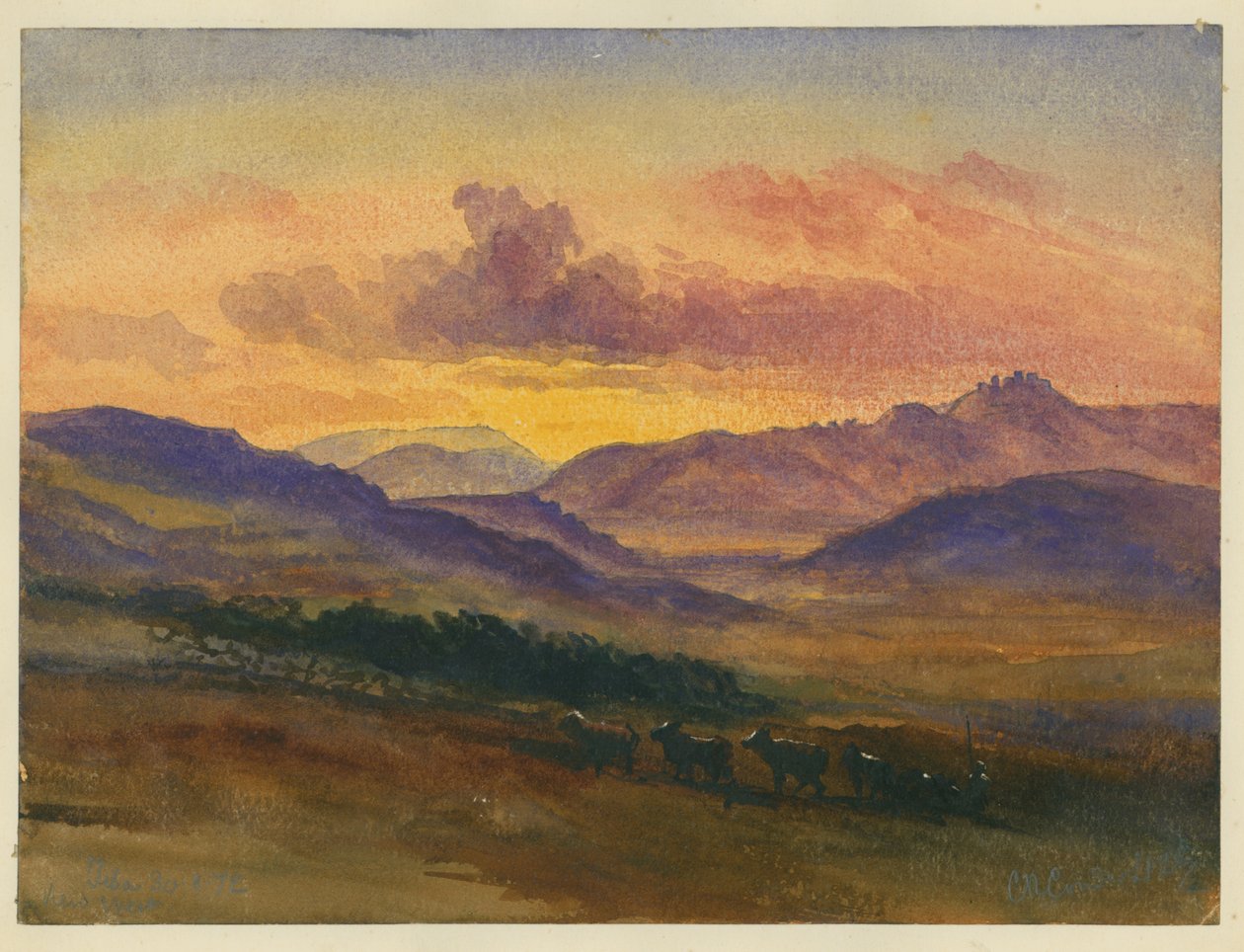 Jeba, 1872 (wc og blyant på papir) av Claude Conder