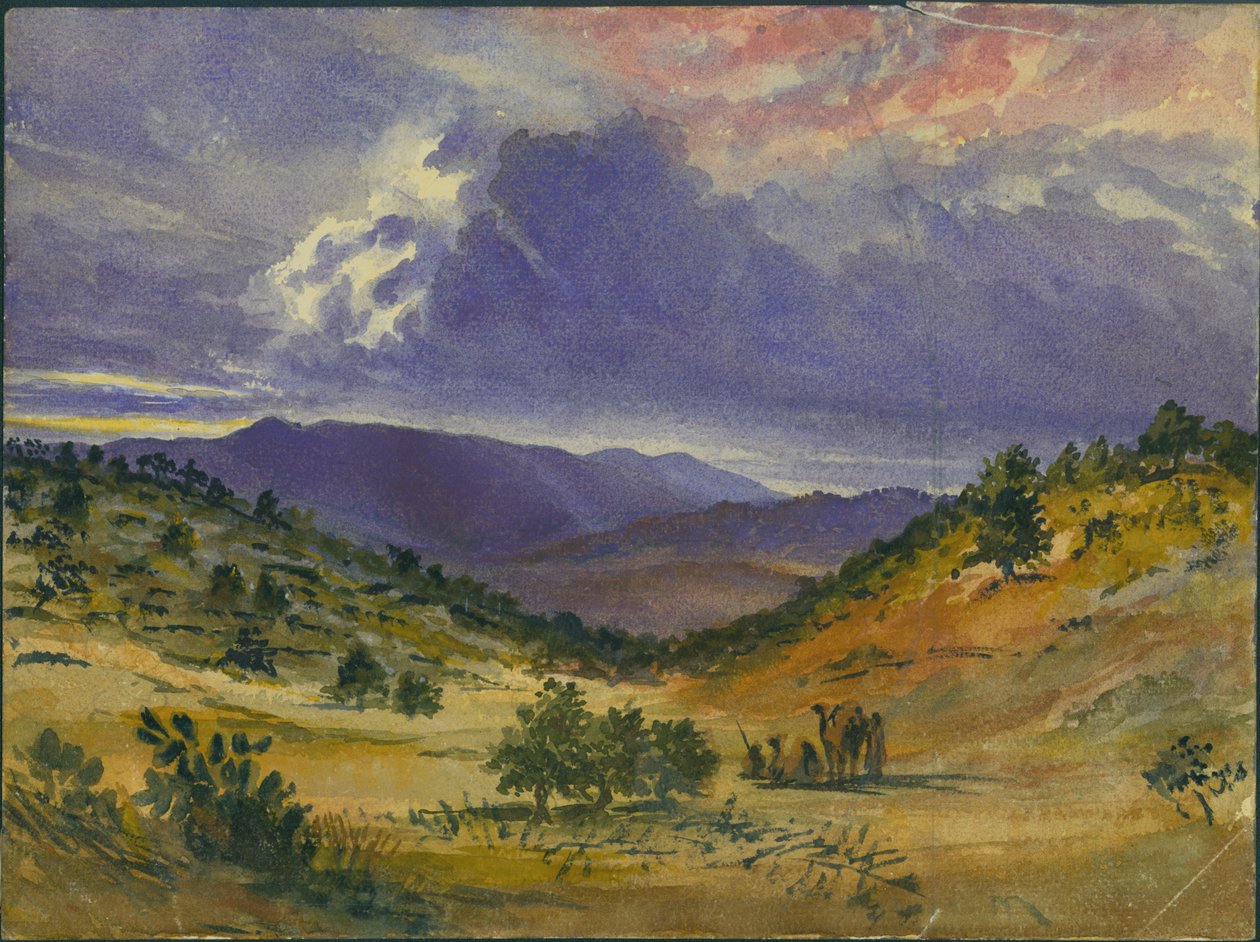 Mount Carmel, 1872 (wc og blyant på papir) av Claude Conder