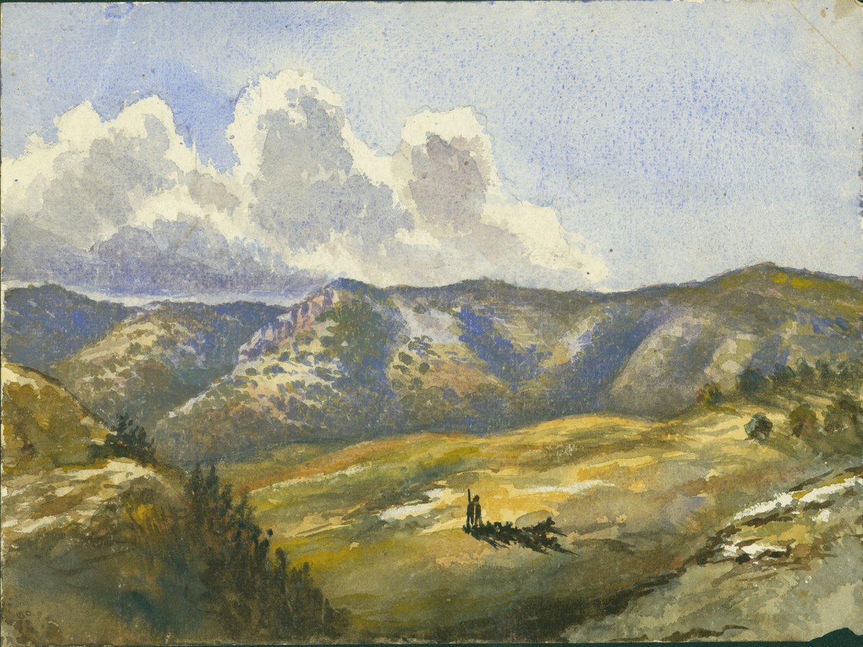 Mount Carmel, 1872 (wc og blyant på papir) av Claude Conder