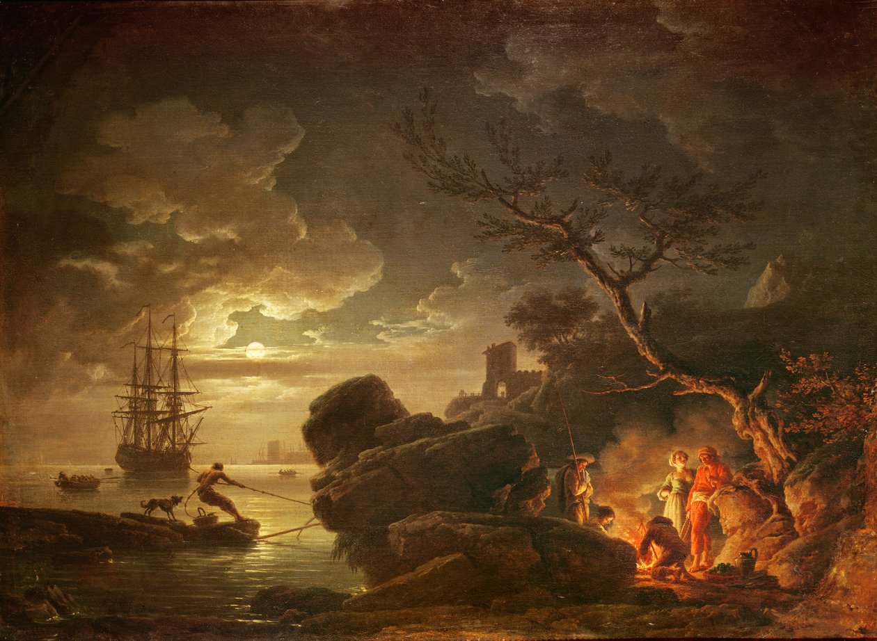 Landskap ved månens lys av Claude Joseph Vernet