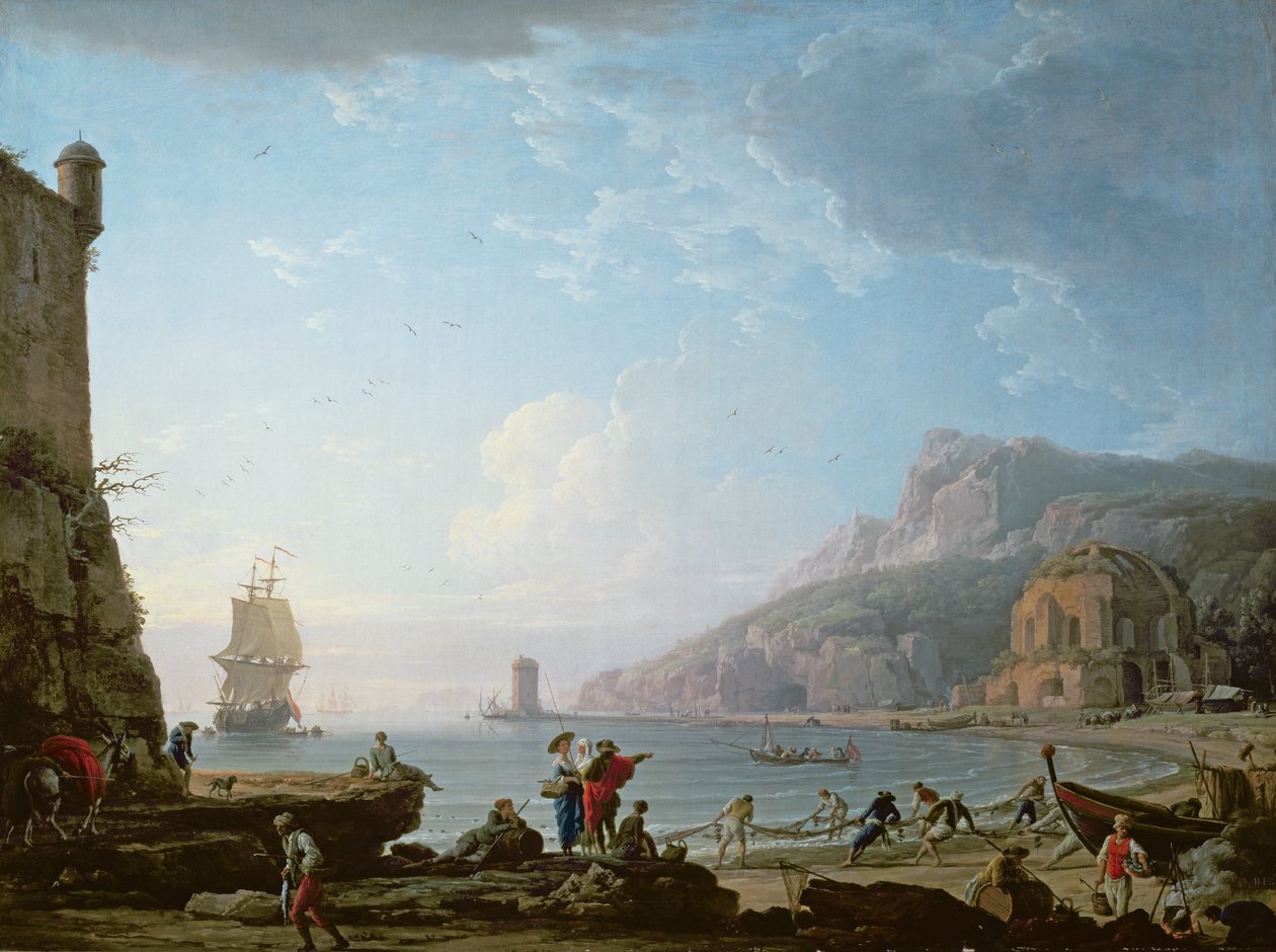 Morgenscene i en bukt, 1752 av Claude Joseph Vernet