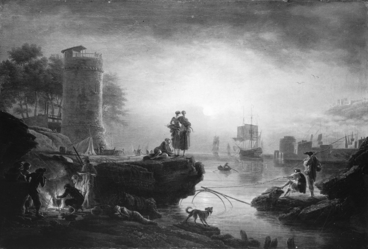 Sjøhavn ved soloppgang av Claude Joseph Vernet