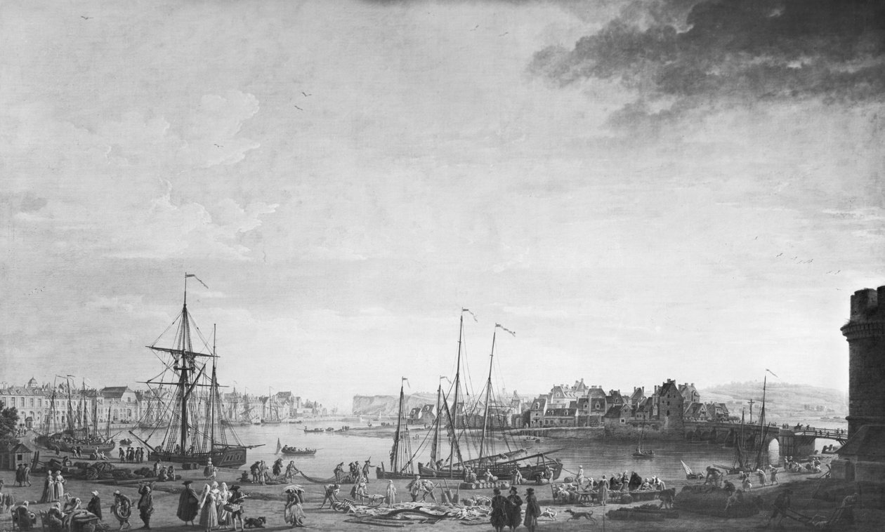 Utsikt over havnen i Dieppe, 1765 av Claude Joseph Vernet