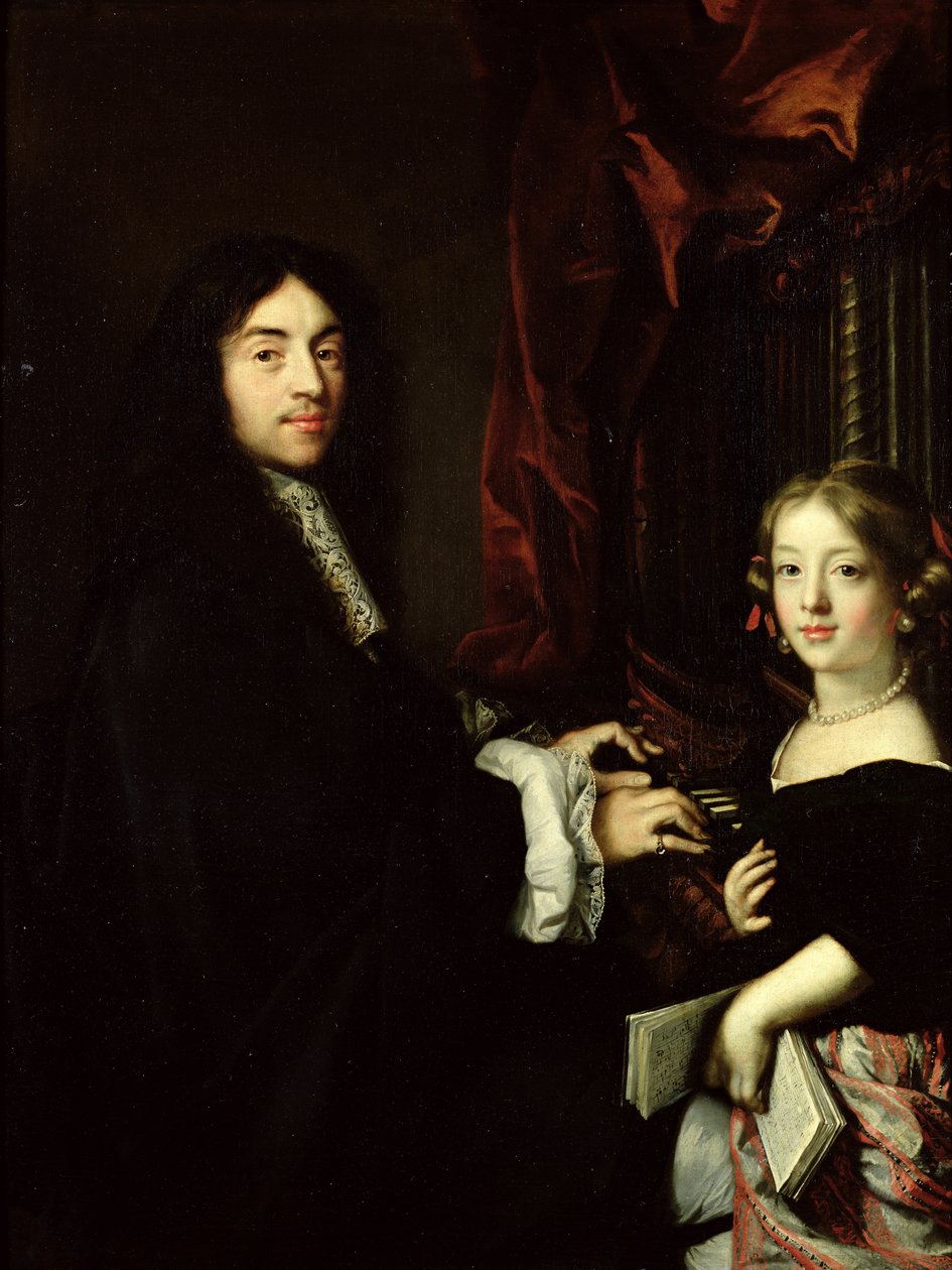 Portrett av Charles Couperin (1638-79) og kunstnerens datter, 1665-79 av Claude Lefebvre