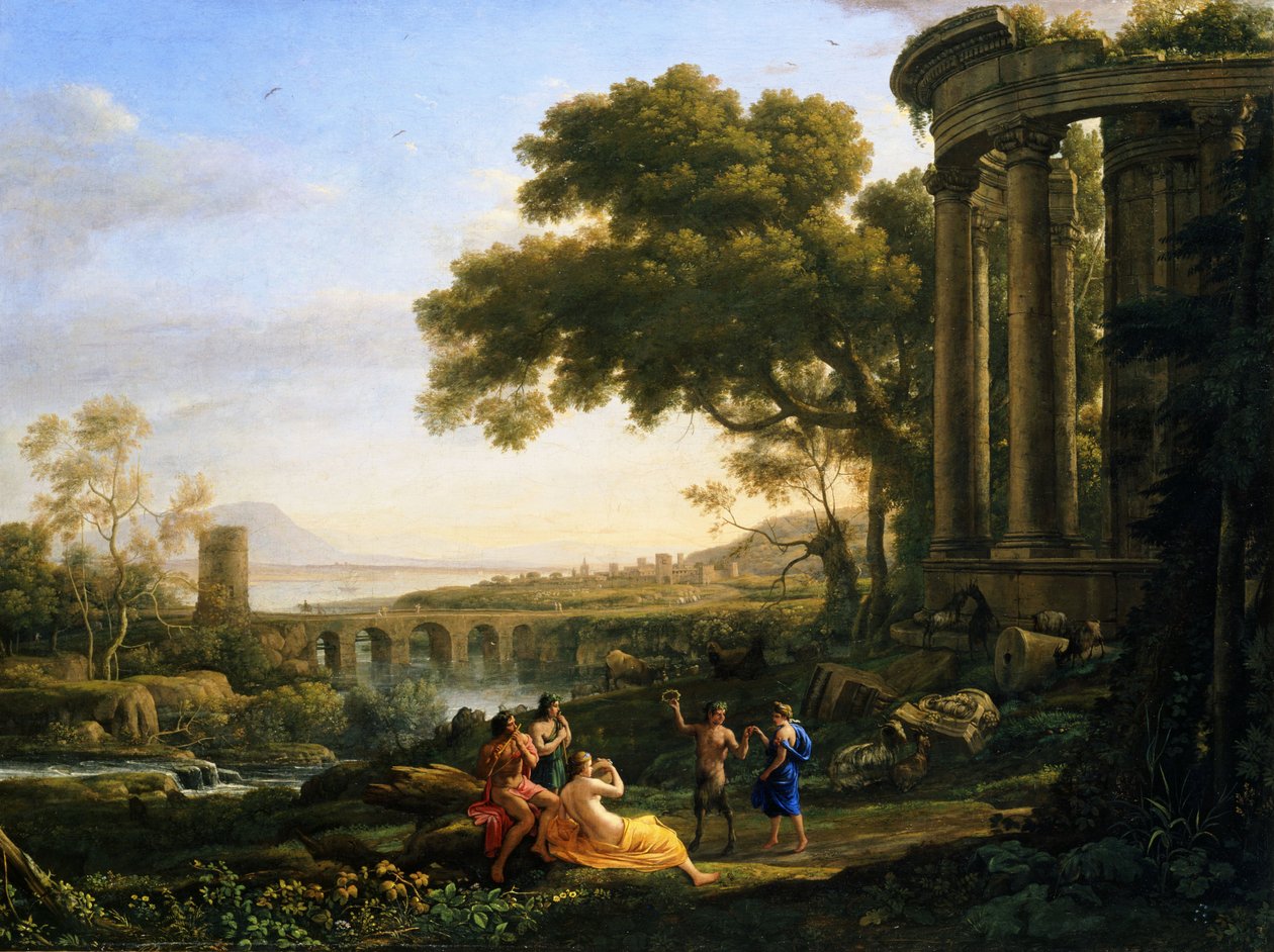 Landskap med nymfe og satyrdans av Claude Lorrain