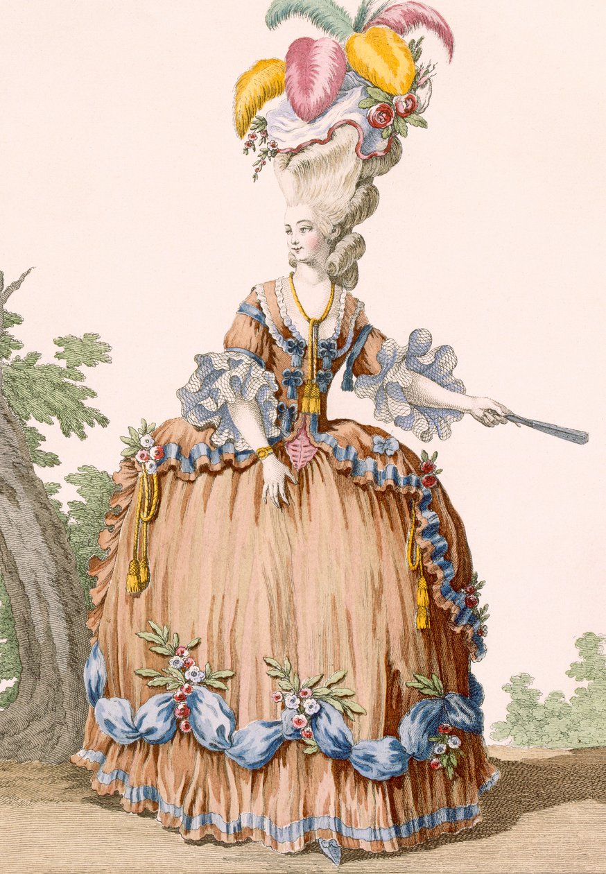 Ung jente i pen sommer ettermiddagskjole, gravert av Dupin, plate nr. 19 fra 