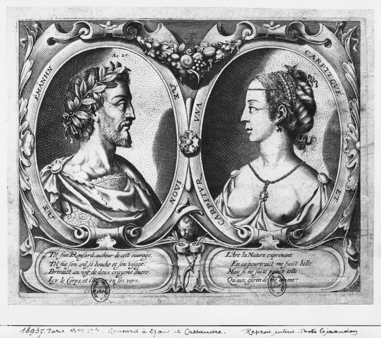Pierre de Ronsard, 27 år og Cassandre Salviati av Claude Mellan