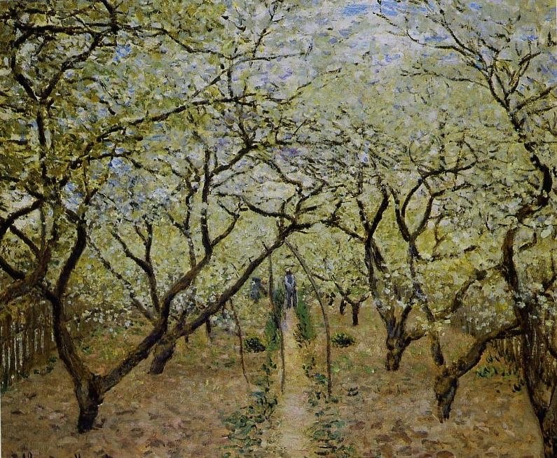 Kvetouci trist Jablonovy sad Francais: Verger en fleurs av Claude Monet