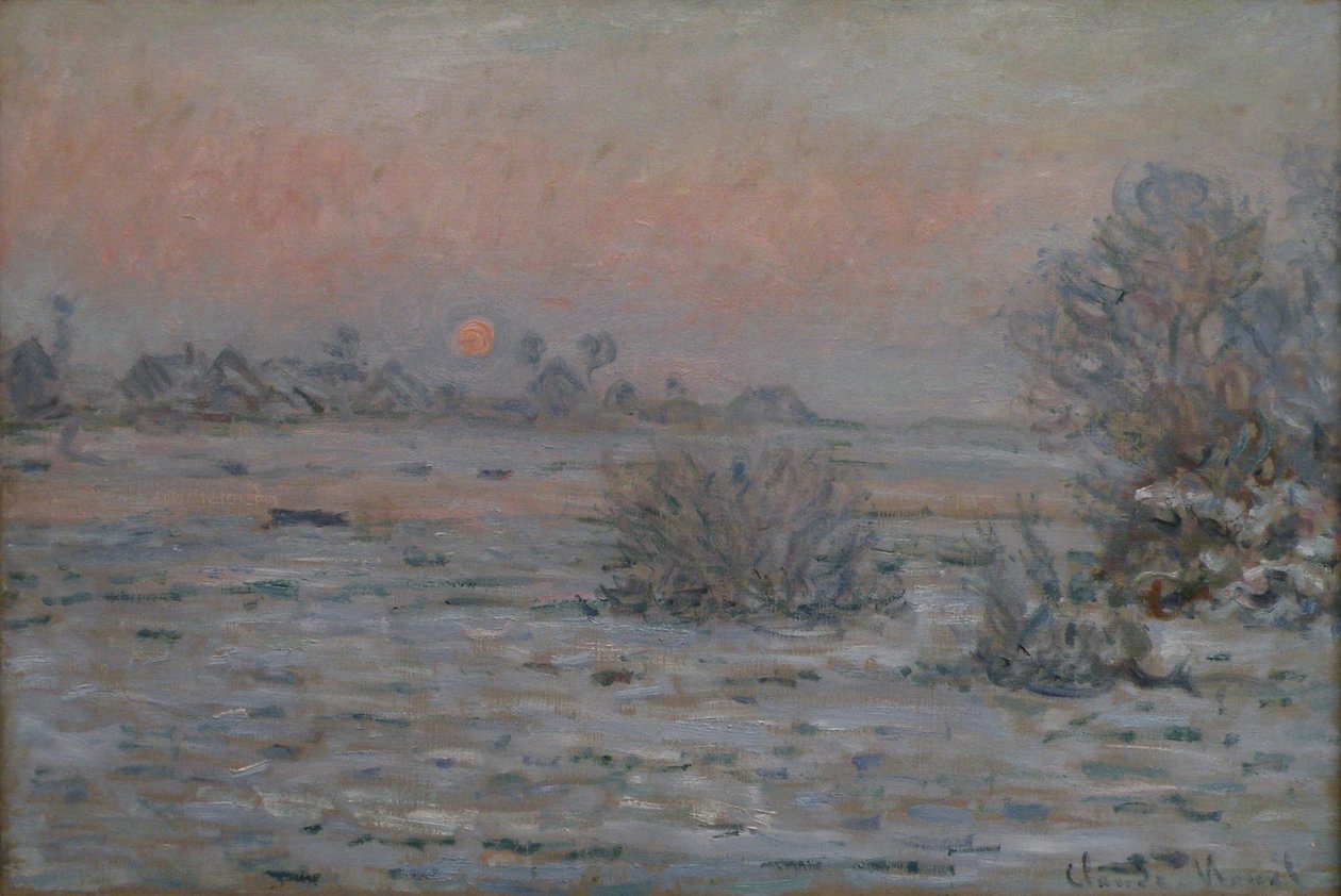 Soleil dhiver i Lavacourtn av Claude Monet