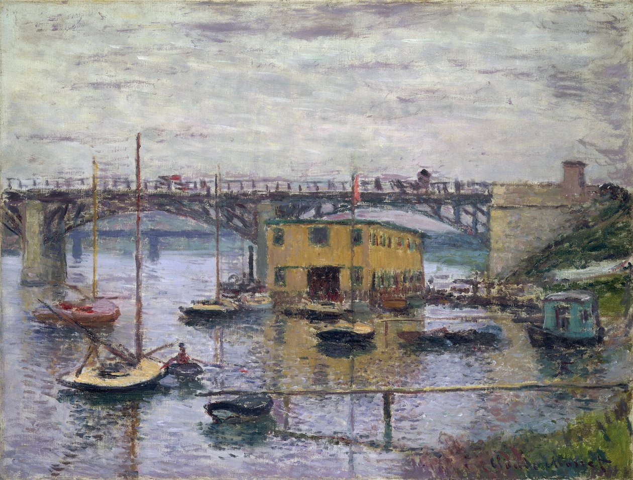 Bro ved Argenteuil på en grå dag av Claude Monet