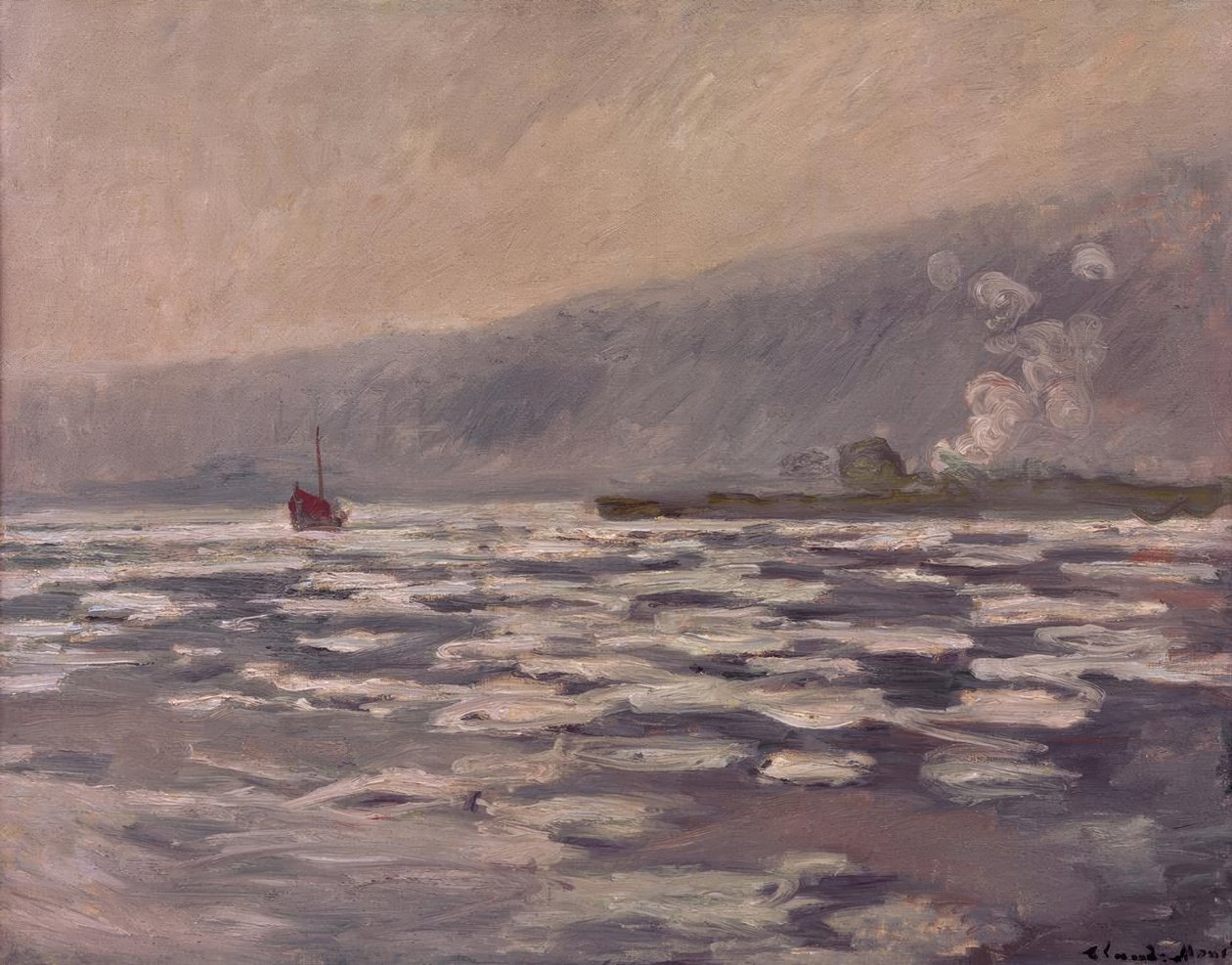 Isflak ved Port-Villez-slusen av Claude Monet