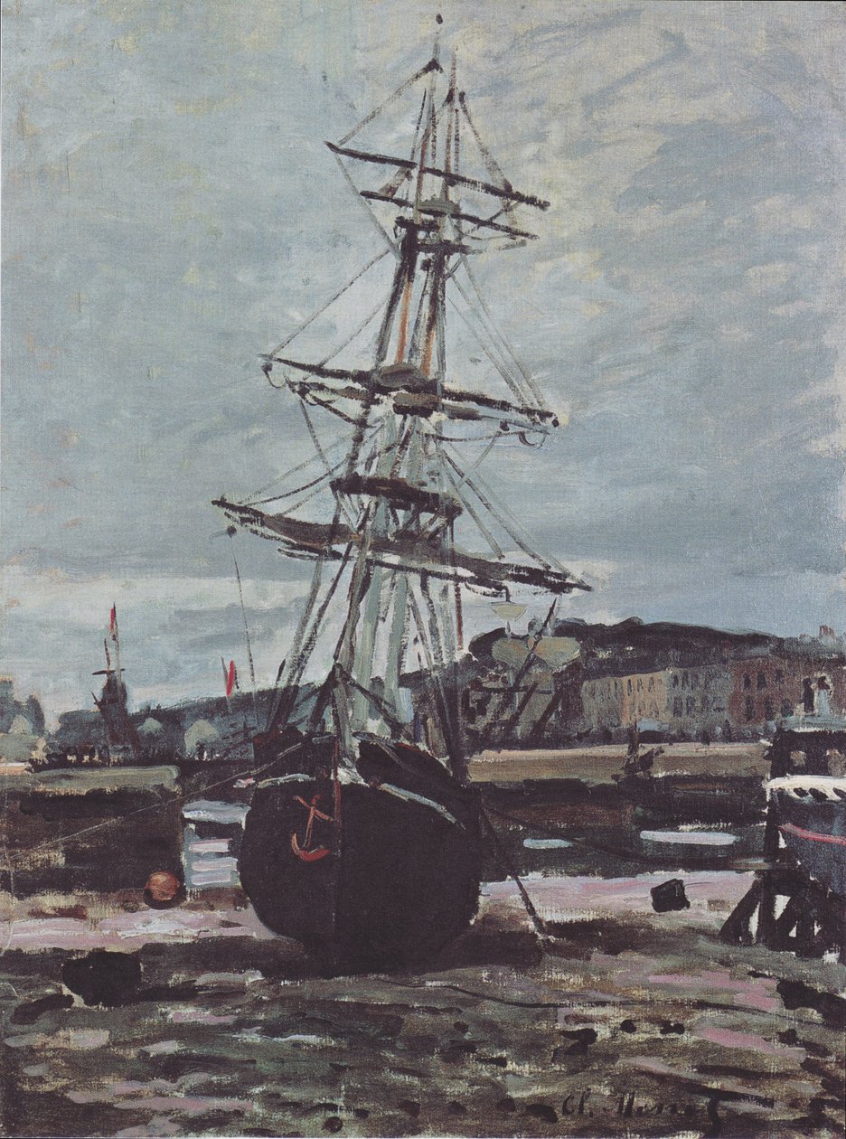 Strandedetes Båt i Fécamp av Claude Monet