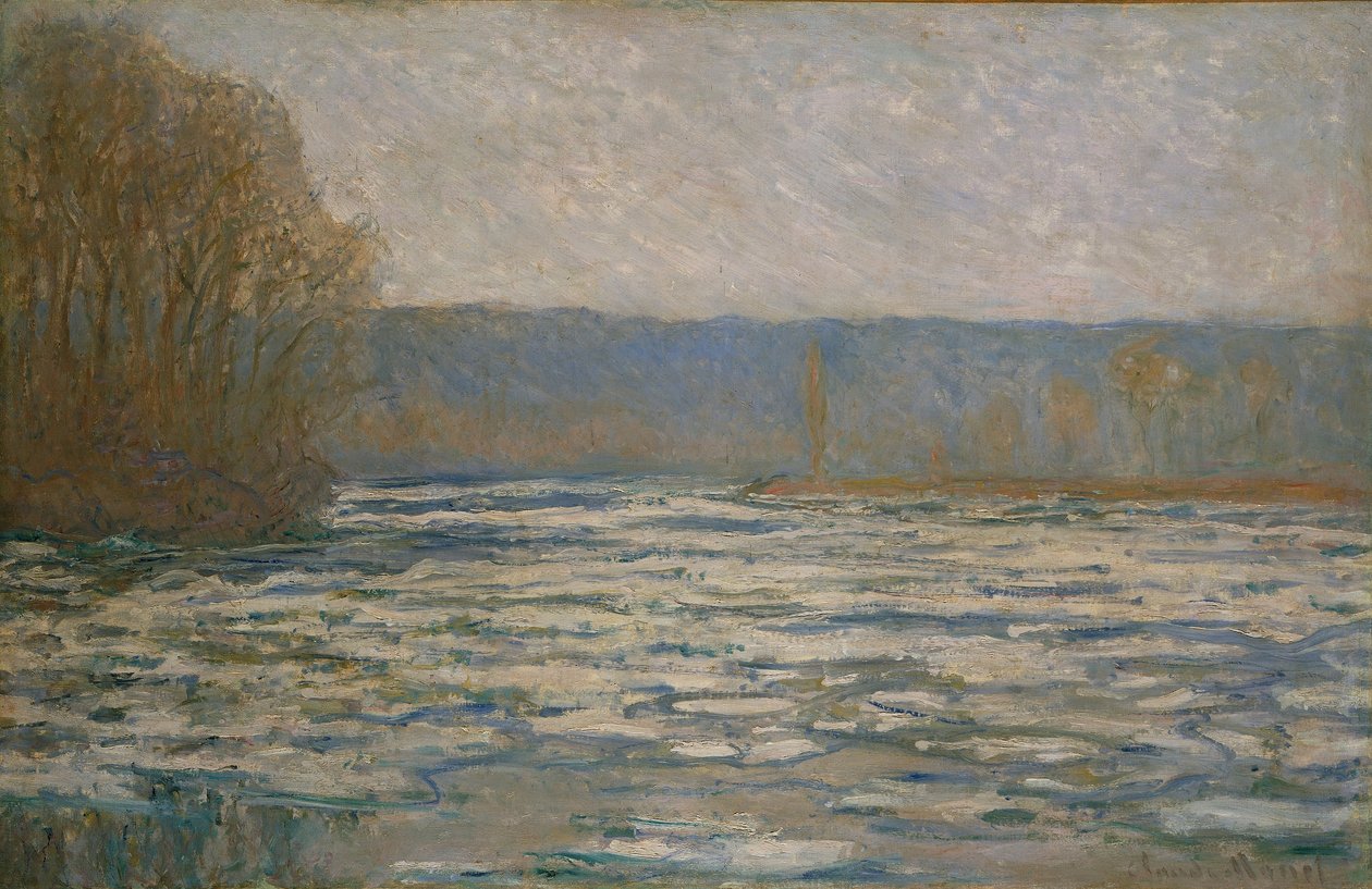 Is bryter opp på Seinen nær Bennecourt av Claude Monet