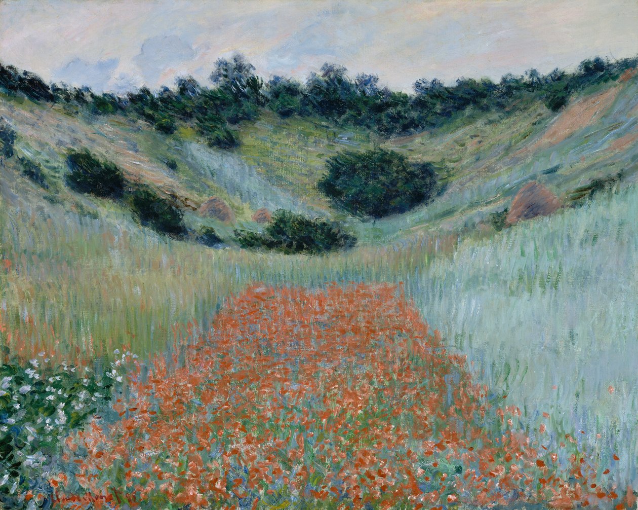 Poppy Field in a Hollow nær Giverny av Claude Monet