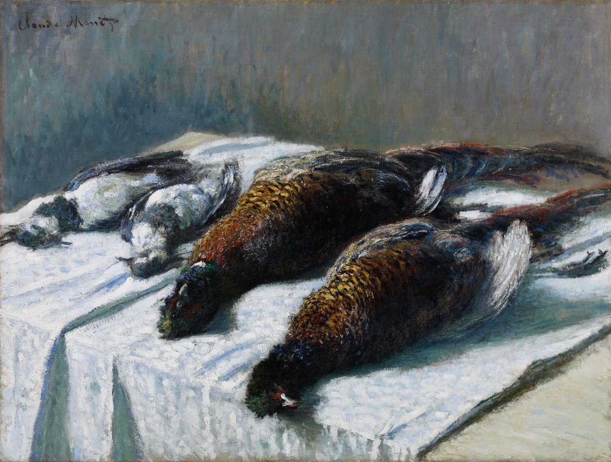 Stilleben med fasaner og plovere, 1879 av Claude Monet