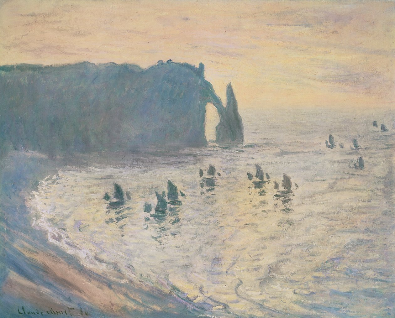 Klippene ved Etretat, 1886 av Claude Monet