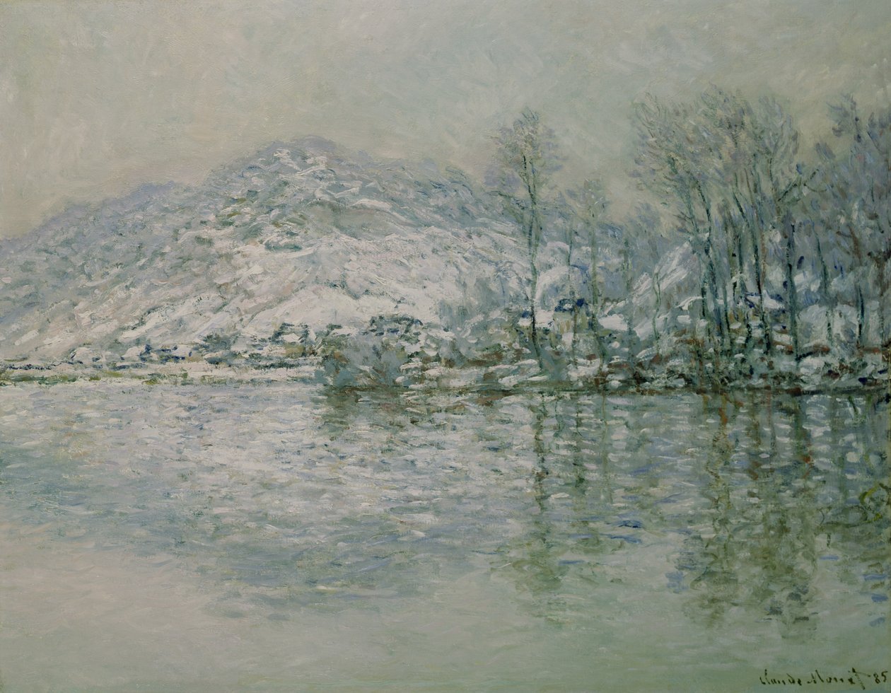 Seinen ved Port Villez om vinteren, 1885 av Claude Monet