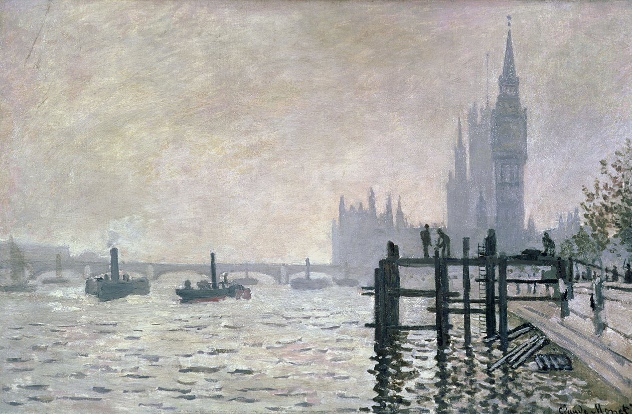 Themsen nedenfor Westminster, 1871 av Claude Monet