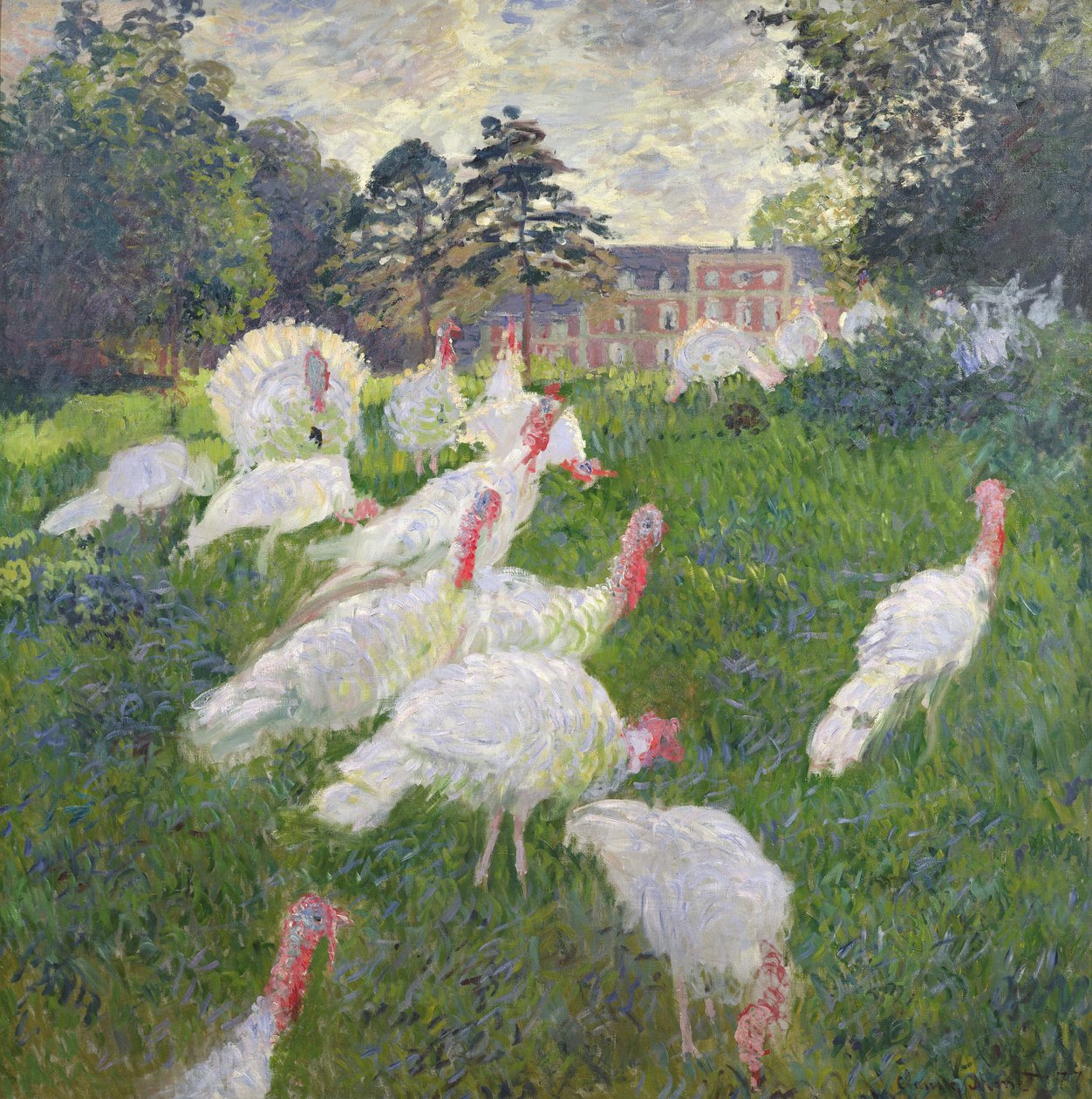 Kalkunene ved Chateau de Rottembourg, Montgeron, 1877 (olje på lerret_ av Claude Monet