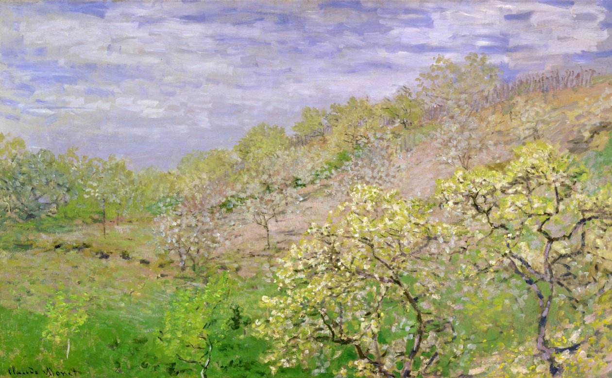 Trær i blomst av Claude Monet