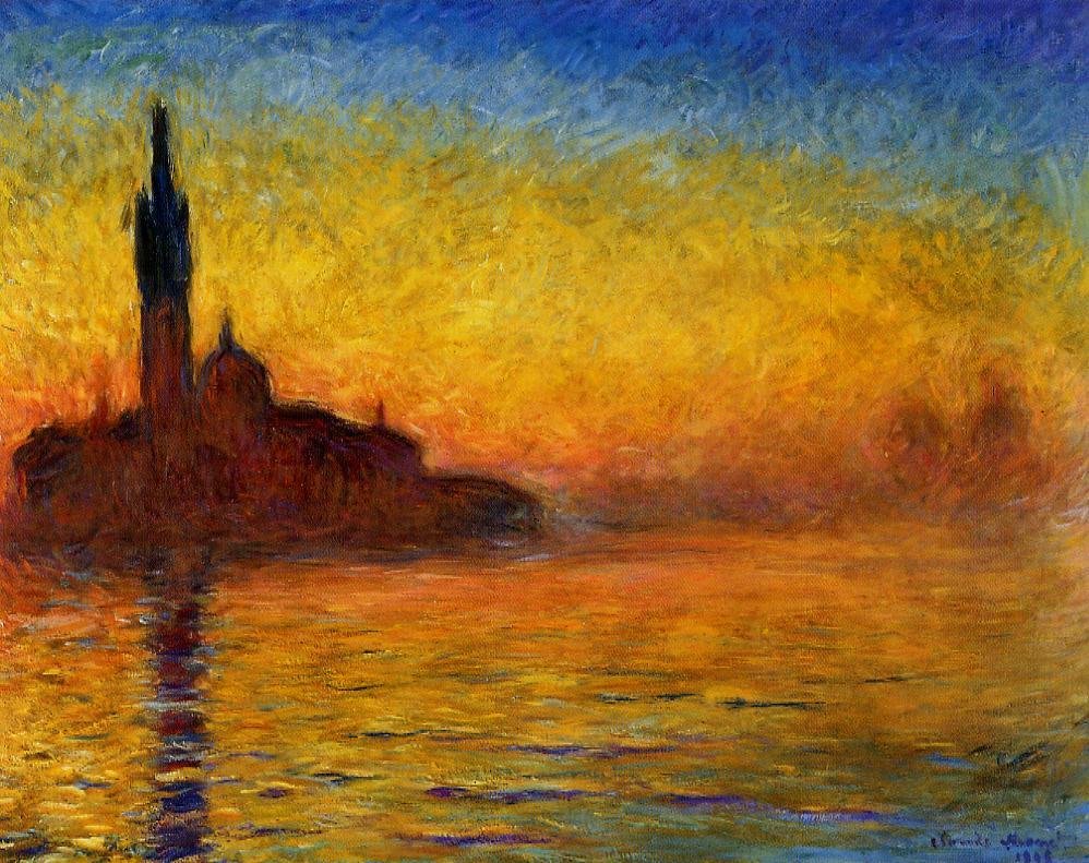 Twilight, Venezia av Claude Monet