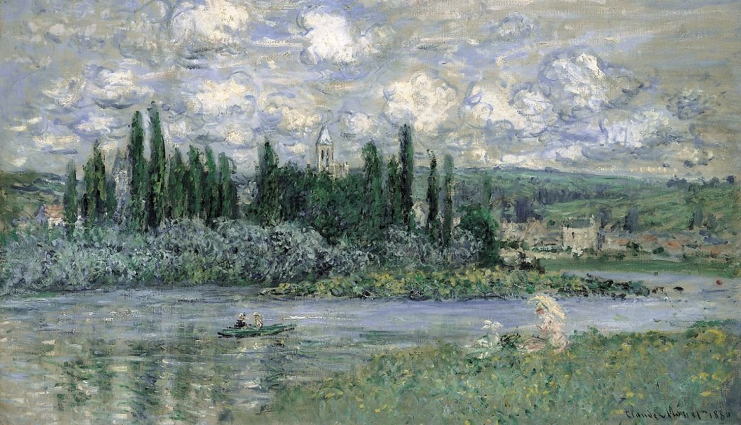 Utsikt over Vetheuil sur Seine av Claude Monet