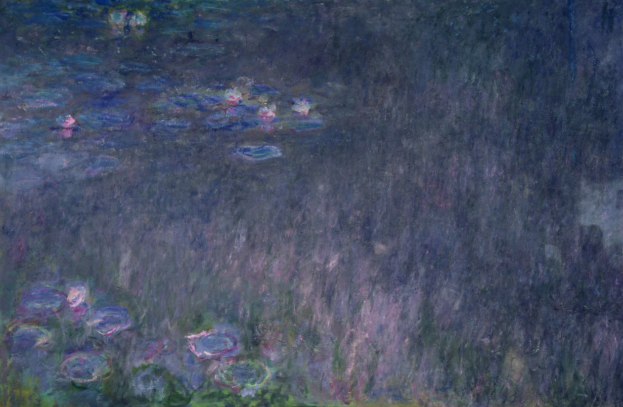 Waterlilies: Reflections of Trees, detalj fra venstre side, 1915-26 av Claude Monet
