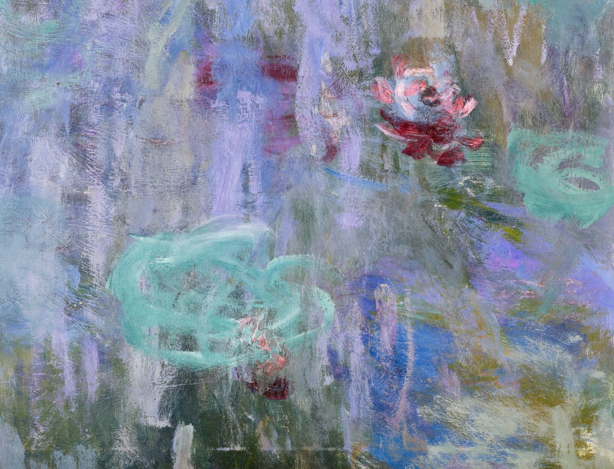 Vannliljer og refleksjoner av et piletre, 1916-19 (158606) av Claude Monet