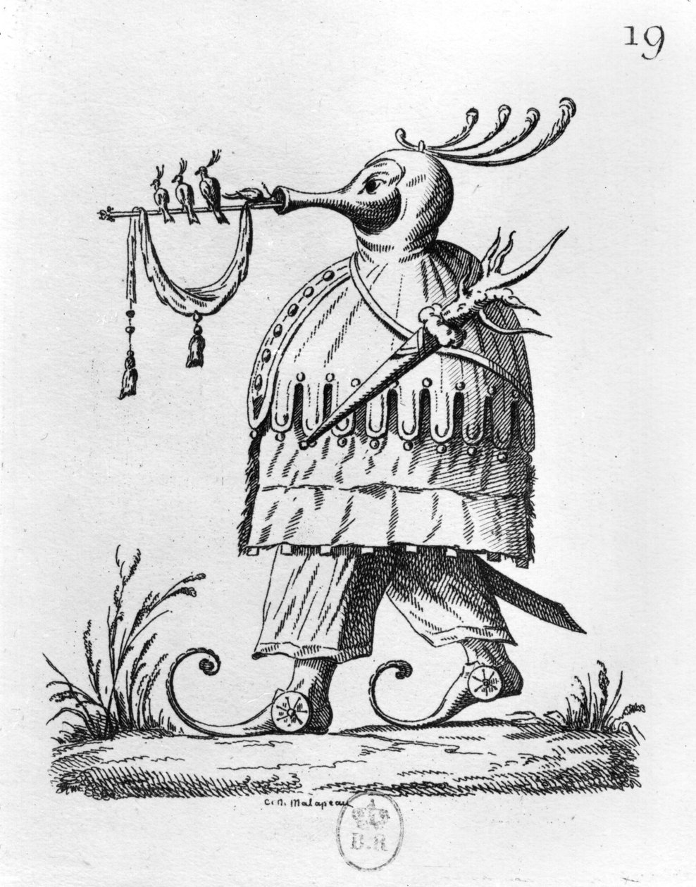 Et monster, fra 'Les Songes Drolatiques de Pantagruel' av Francois Rabelais (1494-1553) (xylograf) av Claude Nicolas Malapeau