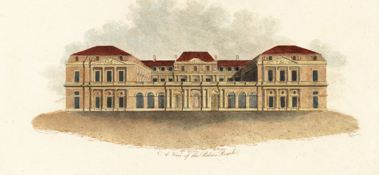 Utsikt over Palais-Royal, Paris av Claude Aubriet