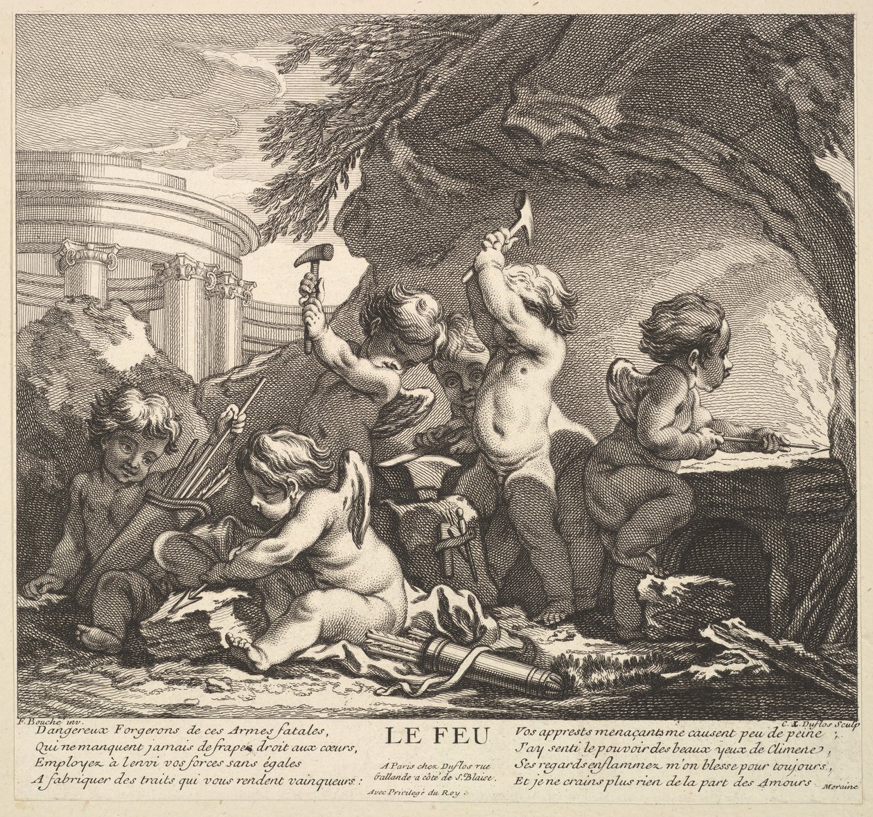 Brann, 1700-tallet. av Claude Augustin Duflos