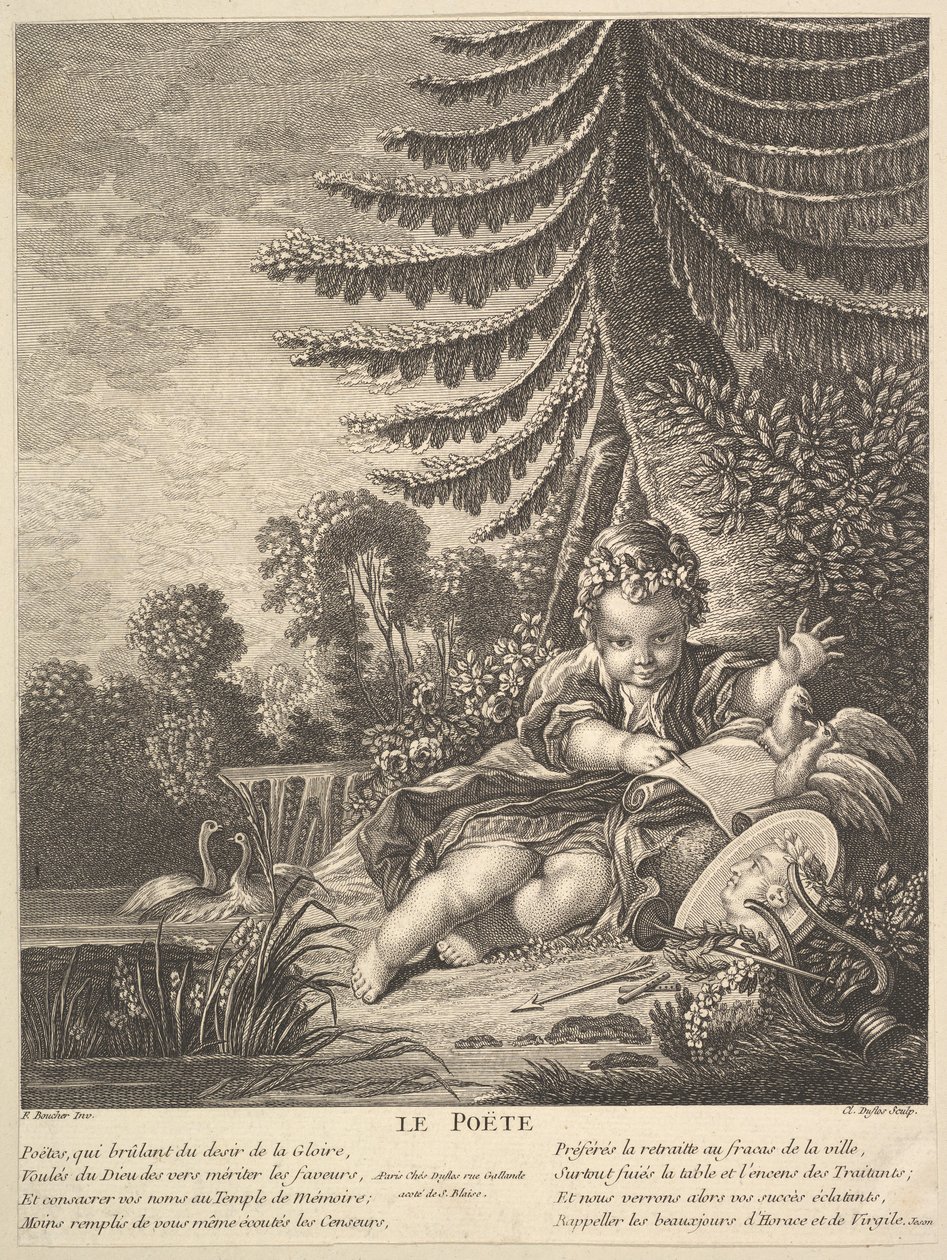 Poeten, ca. 1753. av Claude Augustin Duflos