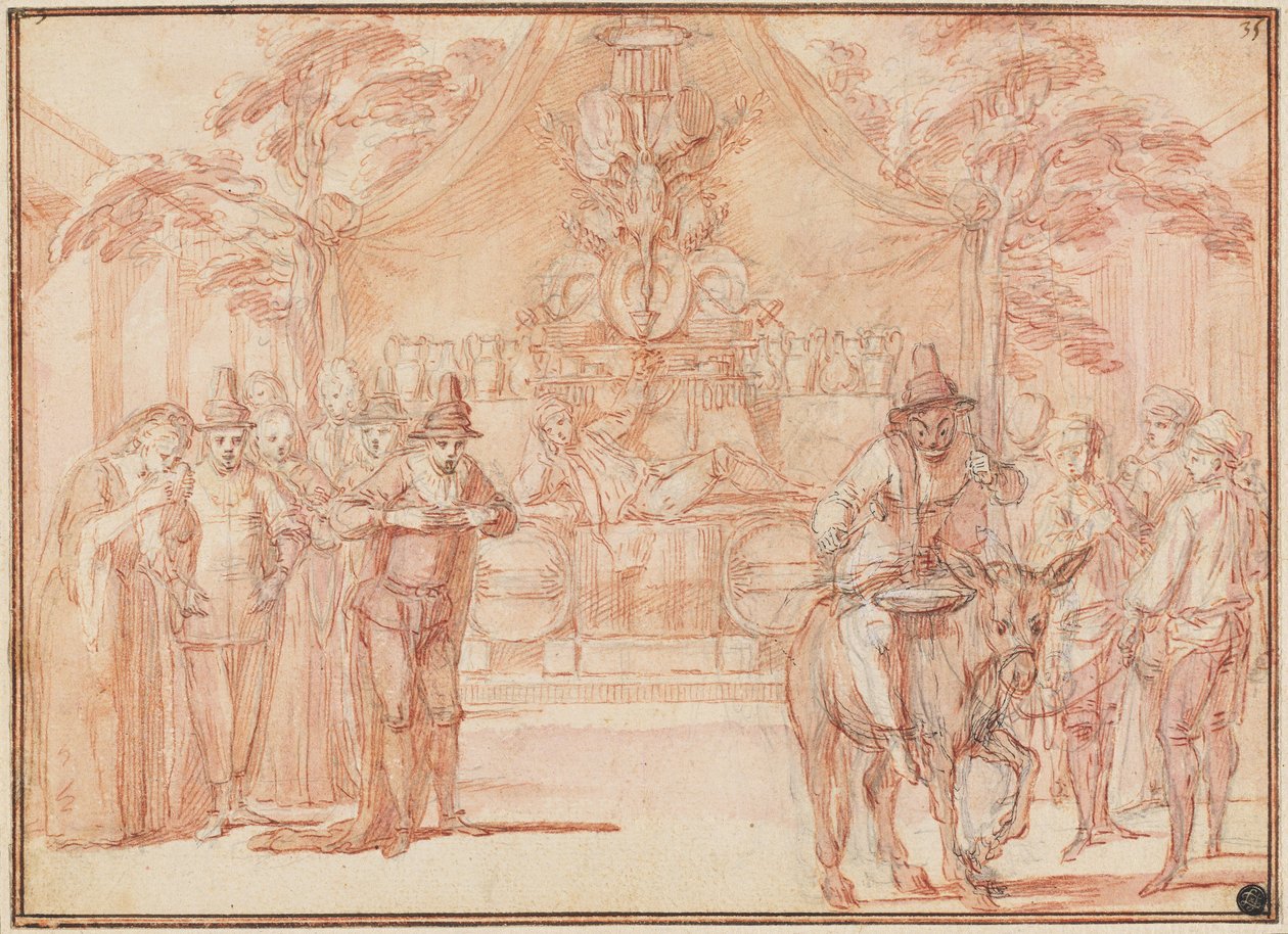 Scene fra "Mester Andrés grav" av Claude Gillot