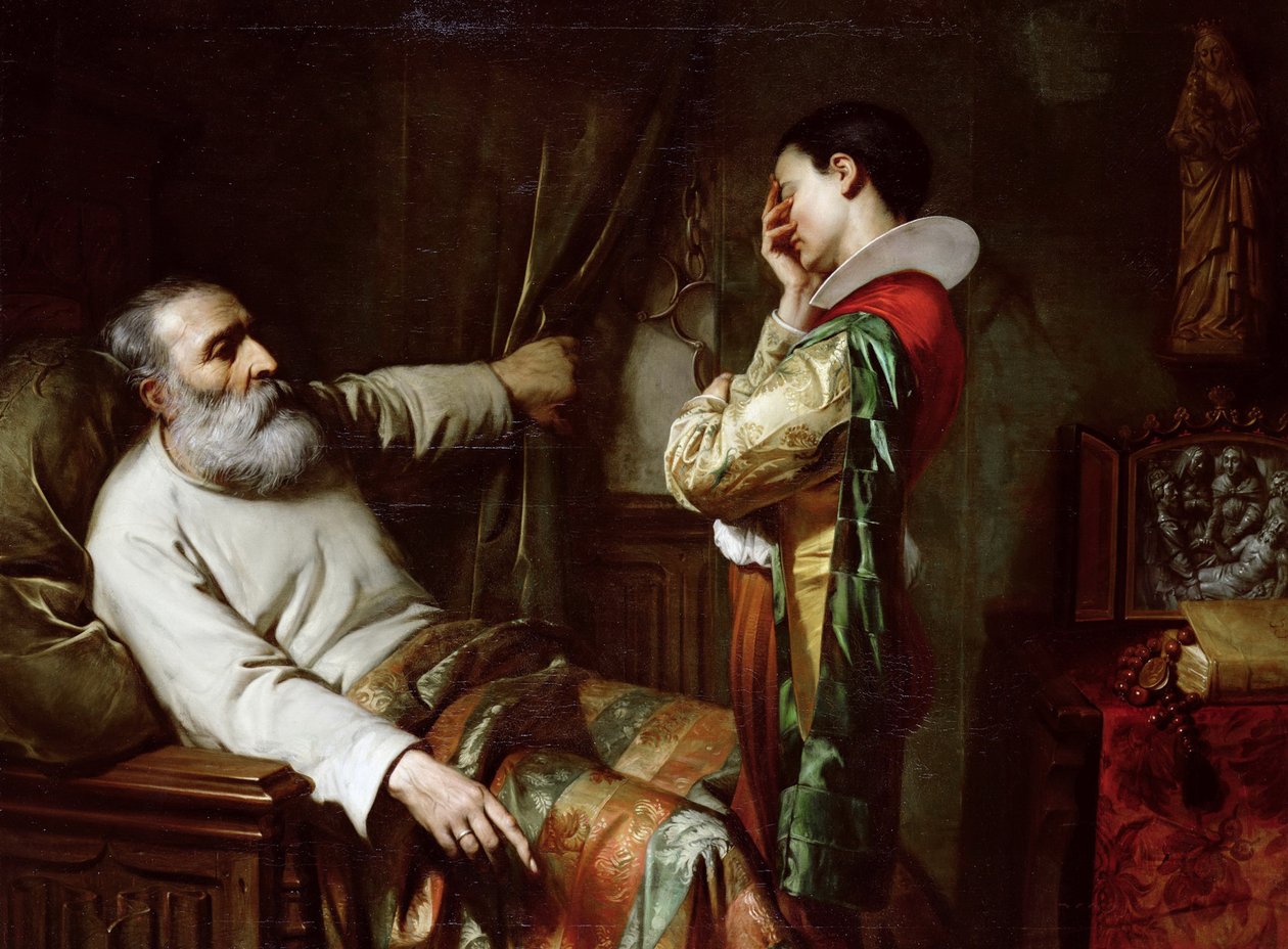 De siste øyeblikkene til Christopher Columbus, 1870. av Claude Jacquand