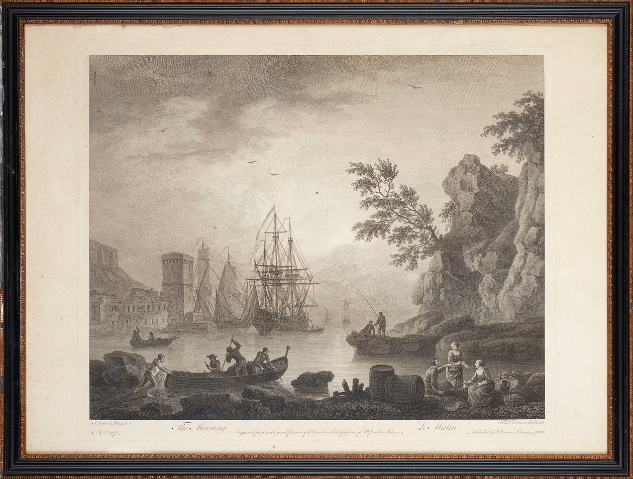 Ti franske stålstikk av Claude Joseph (after) Vernet
