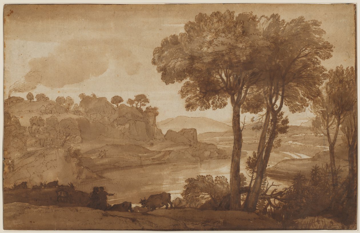 Utsikt over Acqua Acetosa (recto) av Claude Lorrain