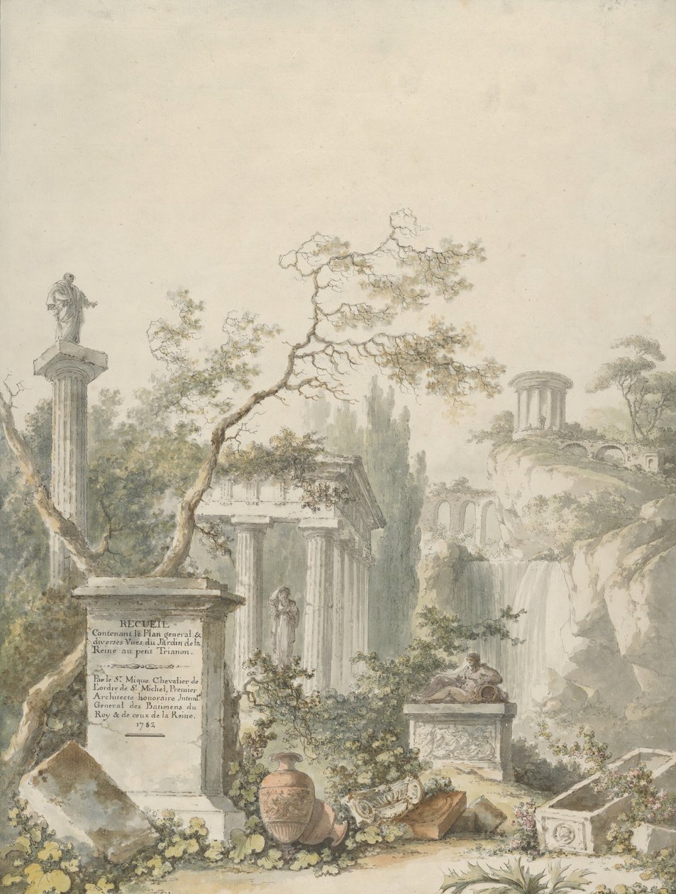 Design for en frontispice, 1782. av Claude Louis Chatelet