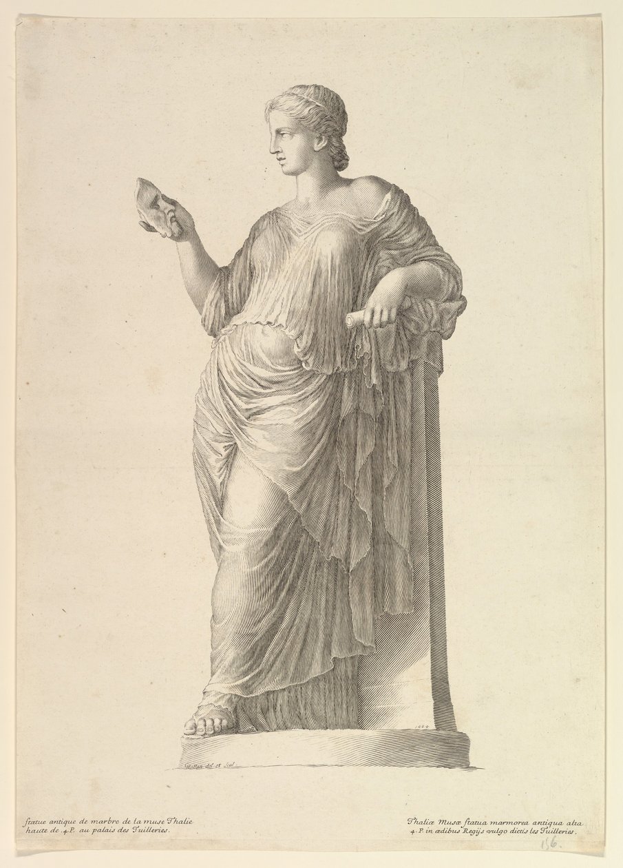 Gammel statue av Muse Thalia, 1669. av Claude Mellan