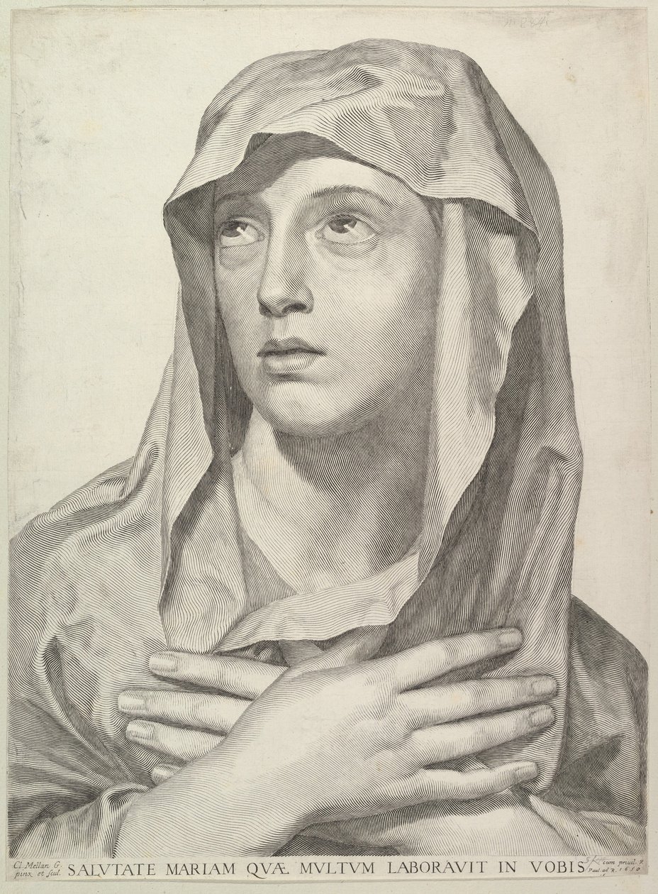 Byste av jomfruen, 1650. av Claude Mellan