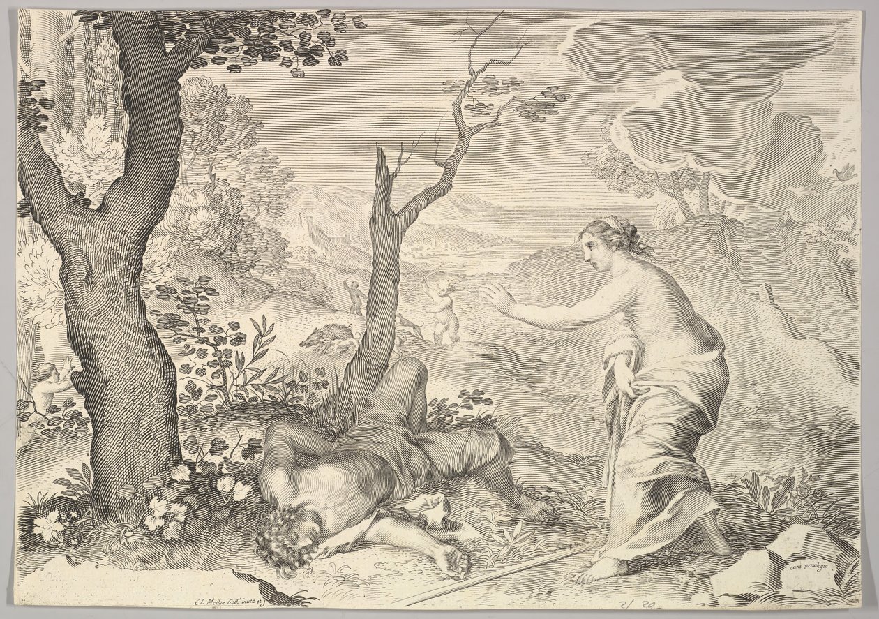 Adonis død. av Claude Mellan