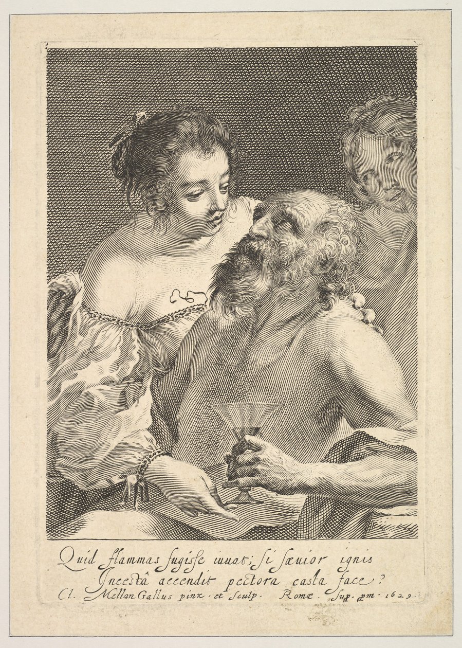 Lot og hans døtre, 1629. av Claude Mellan