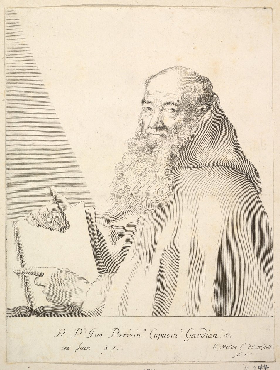 Portrett av far Yves, 1677. av Claude Mellan