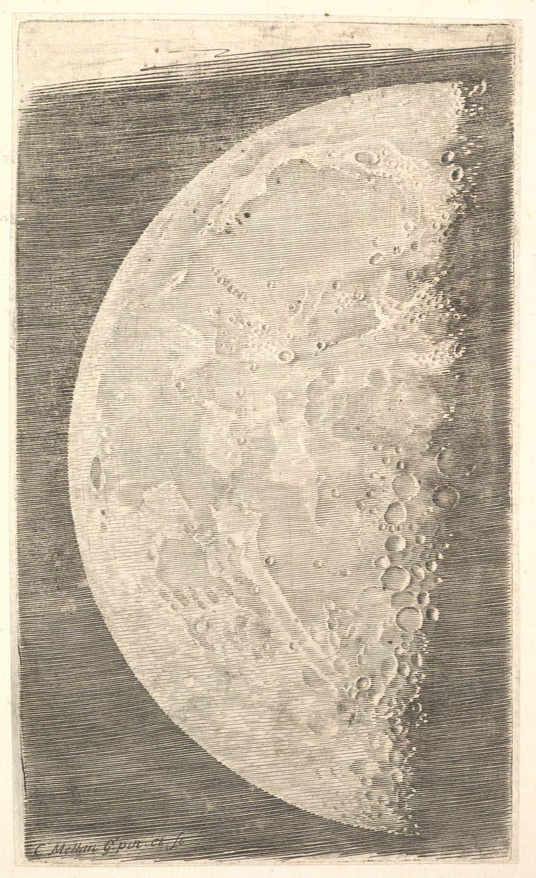 Månen i sitt siste kvartal, 1635. av Claude Mellan