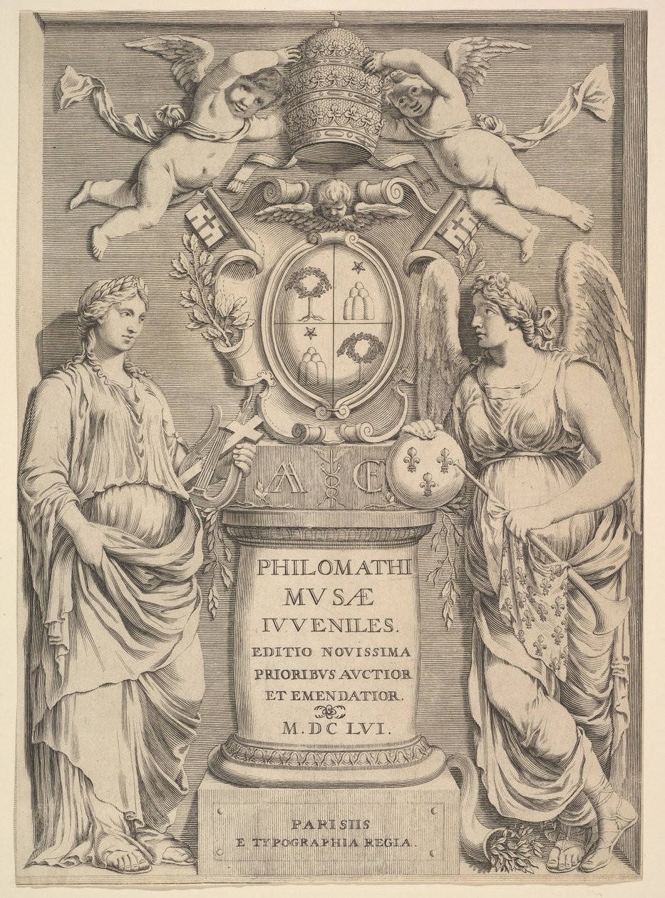 Title Page: Philomathi Musae Juveniles, 1655.    1181058   no       norwegian Successfully Translated  Original: Lente Le Printemps (title on object) Personificaties van de vier seizoenen (series title) Translat: Lente Le Printemps (title on object) Person av Claude Mellan