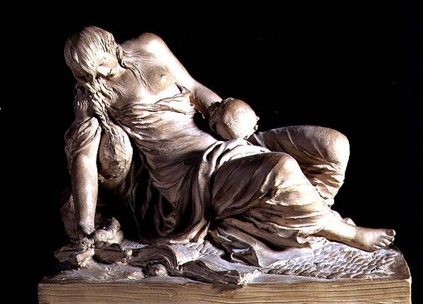 The Penitent Magdalen (terrakotta) av Claude Michel Clodion